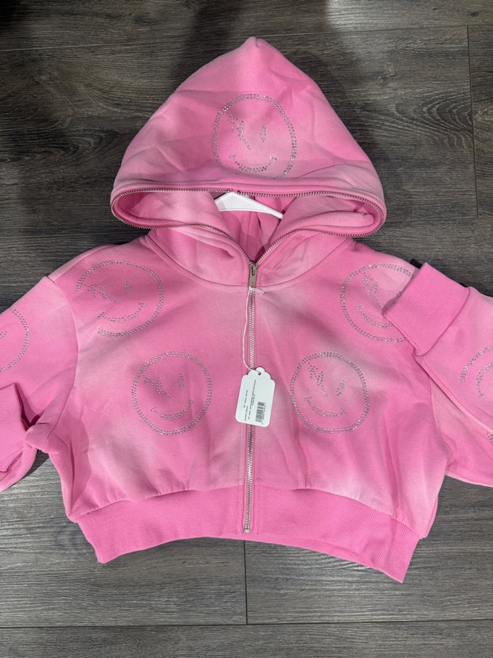 Pink Cropped Zip-Up Hoodie - Retrovert: - Picture 3 of 4
